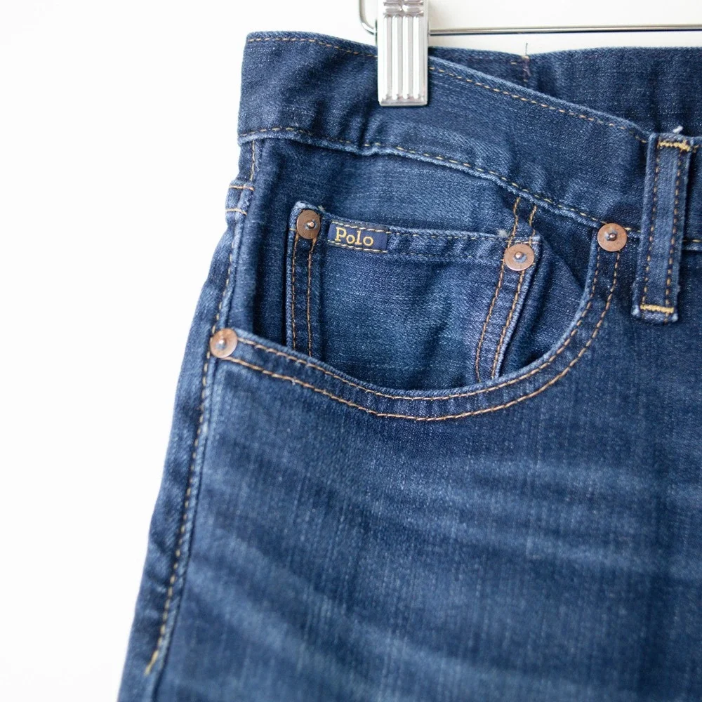 Polo Ralph Lauren Varick Slim Straight Mens 33x30 Blue Denim 5 Pocket